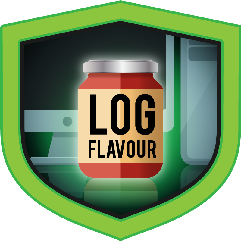 Hack The Box LogJammer artwork: green shield surrounding a Log Flavour jar